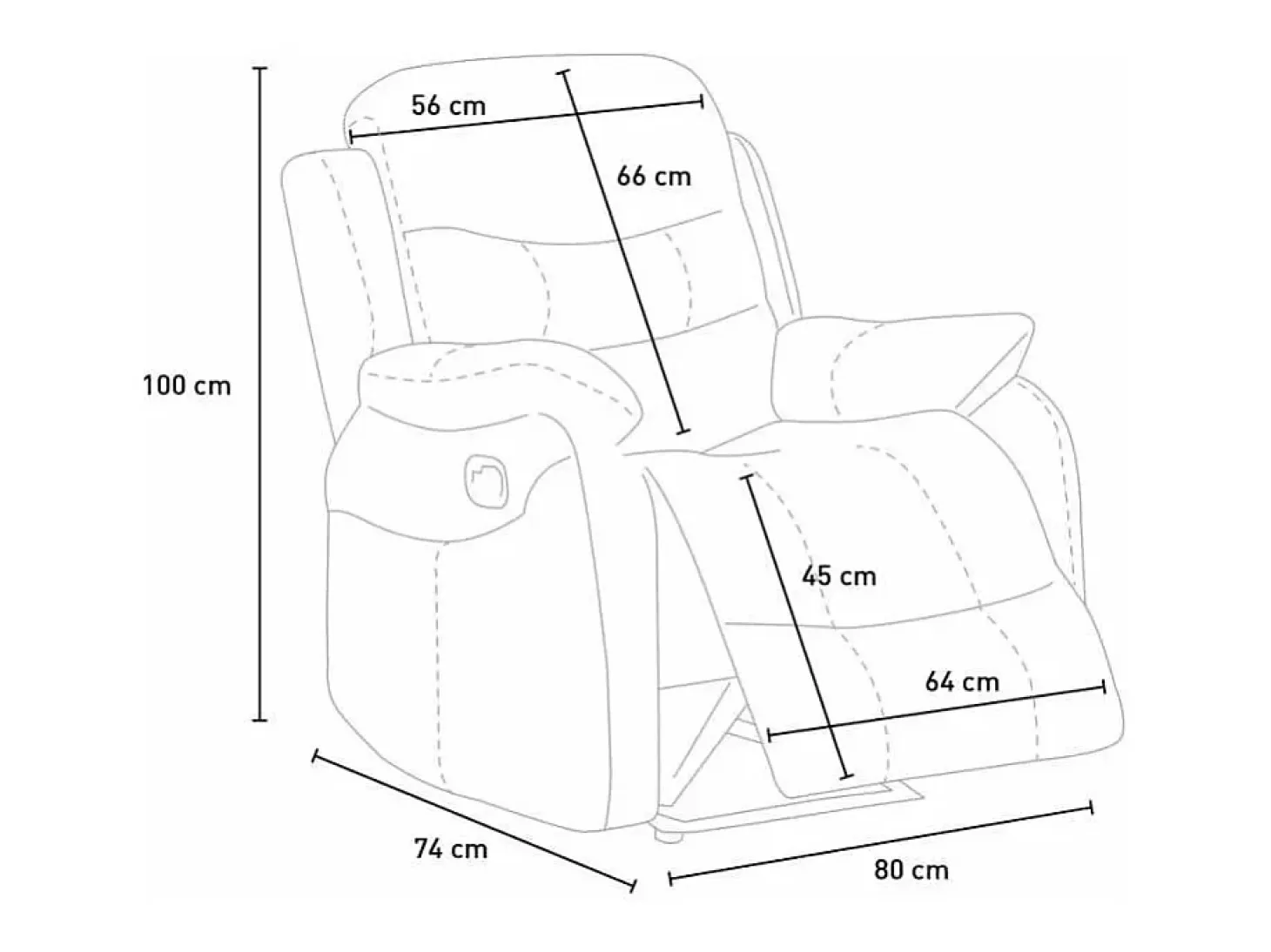 Sillón relax reclinable manual con reposapiés polipiel Panama - Marrón