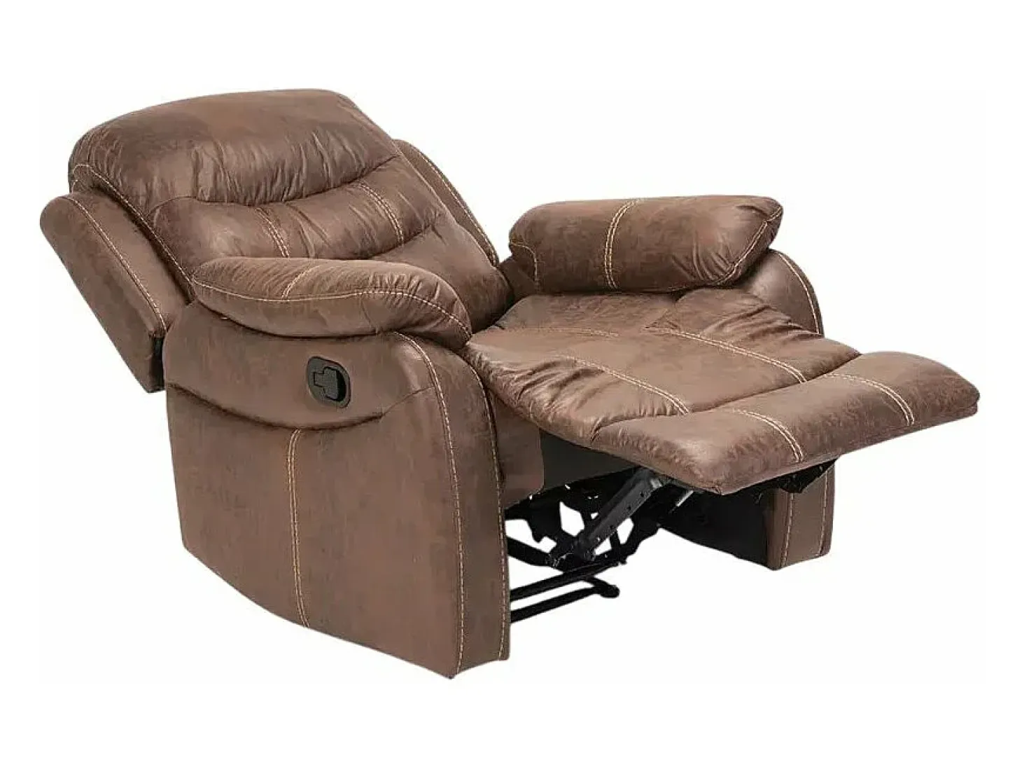 Sillón relax reclinable manual con reposapiés polipiel Panama - Marrón