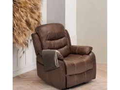 Sillón relax reclinable manual con reposapiés polipiel Panama - Marrón