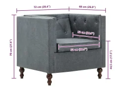Sillón Santa Cruz tapizado de tela gris 70x72x68 cm