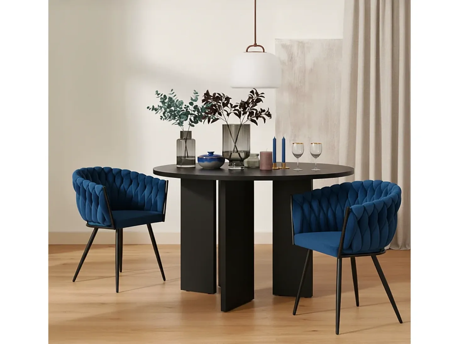 Sillón silla terciopelo diseño con reposabrazos cocina salón Chantilly - Azul Marino