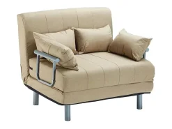 Sillón Sofá Cama Plegable Reposabrazos de tela Deborah Twin Dos Plazas - Beige