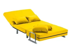 Sillón Sofá Cama Plegable Reposabrazos de tela Deborah Twin Dos Plazas - Amarillo