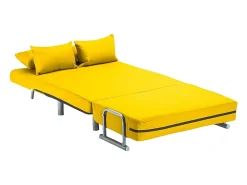 Sillón Sofá Cama Plegable Reposabrazos de tela Deborah Twin Dos Plazas - Amarillo
