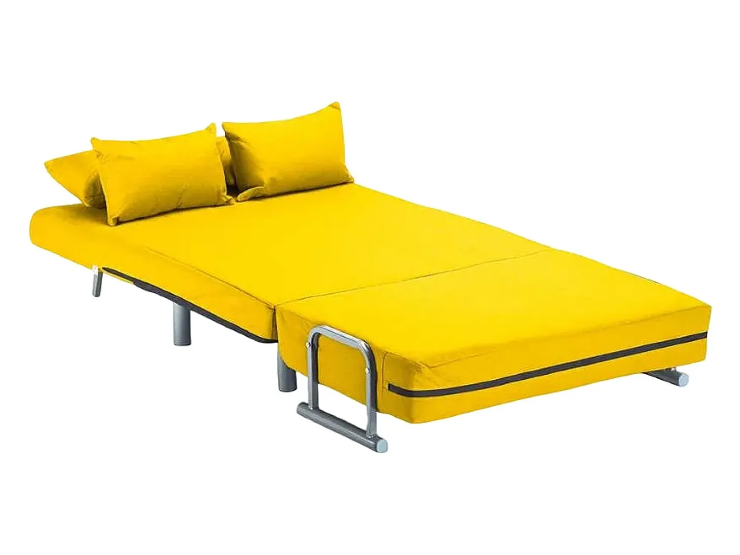 Sillón Sofá Cama Plegable Reposabrazos de tela Deborah Twin Dos Plazas - Amarillo