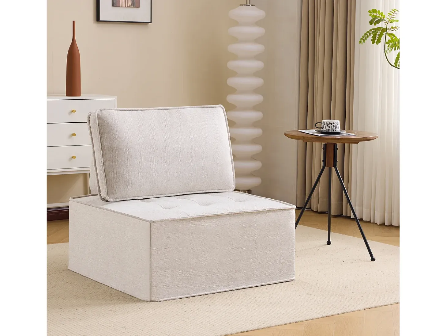 Sillón, sofá individual con funda, puf para salón, dormitorio, habitación de invitados o habitación infantil, pequeño conjunto de asientos.