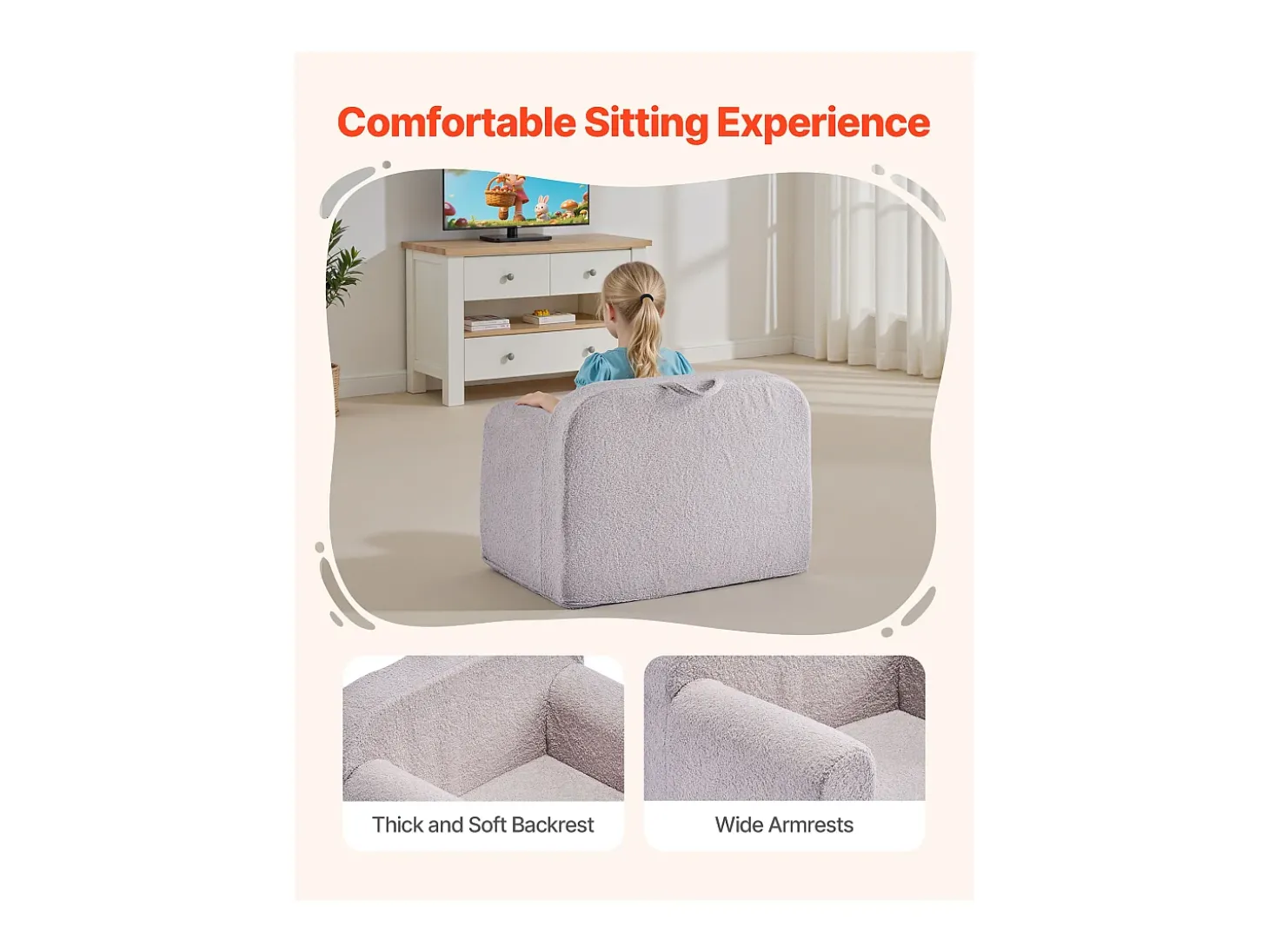 Sillón SucceBuy para Niños Cómodo, Silla Infantil de Espuma con Reposabrazos y Asa, Sofá para Niños Pequeños Removible, en Esponja 28D y Peluche