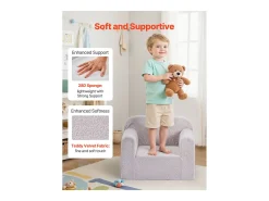 Sillón SucceBuy para Niños Cómodo, Silla Infantil de Espuma con Reposabrazos y Asa, Sofá para Niños Pequeños Removible, en Esponja 28D y Peluche