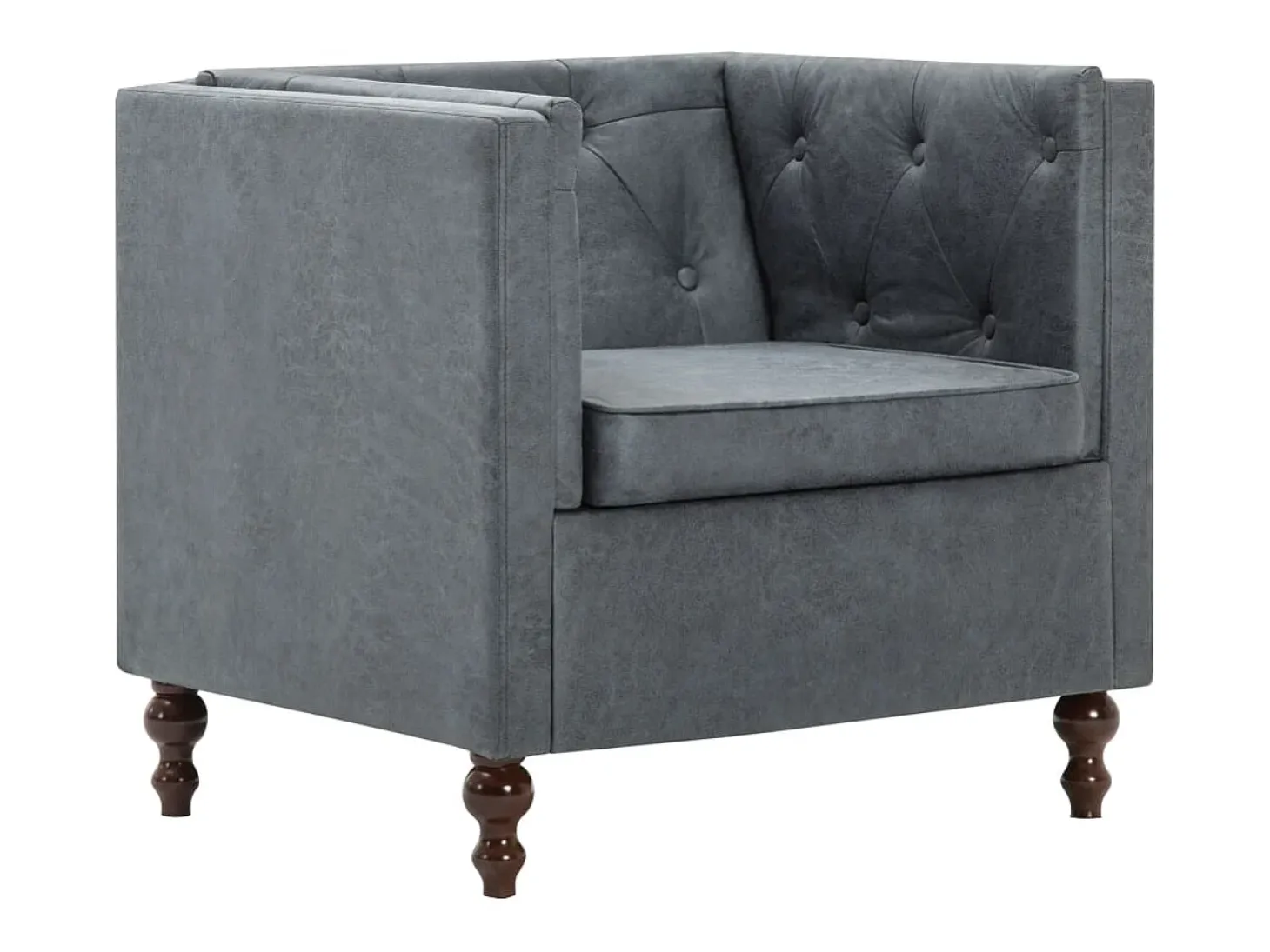 Sillón tapizado de tela gris