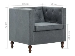 Sillón tapizado de tela gris