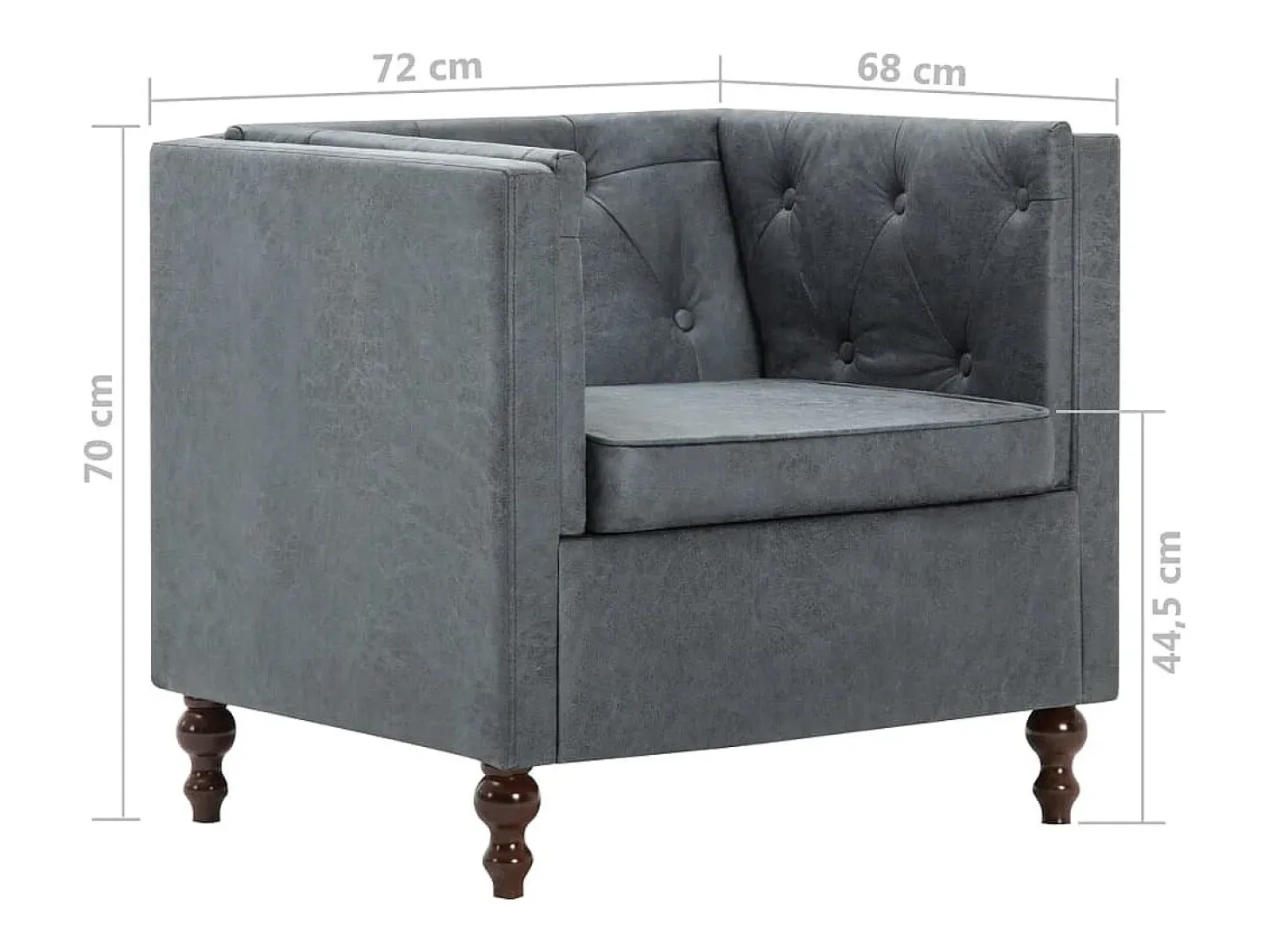 Sillón tapizado de tela gris