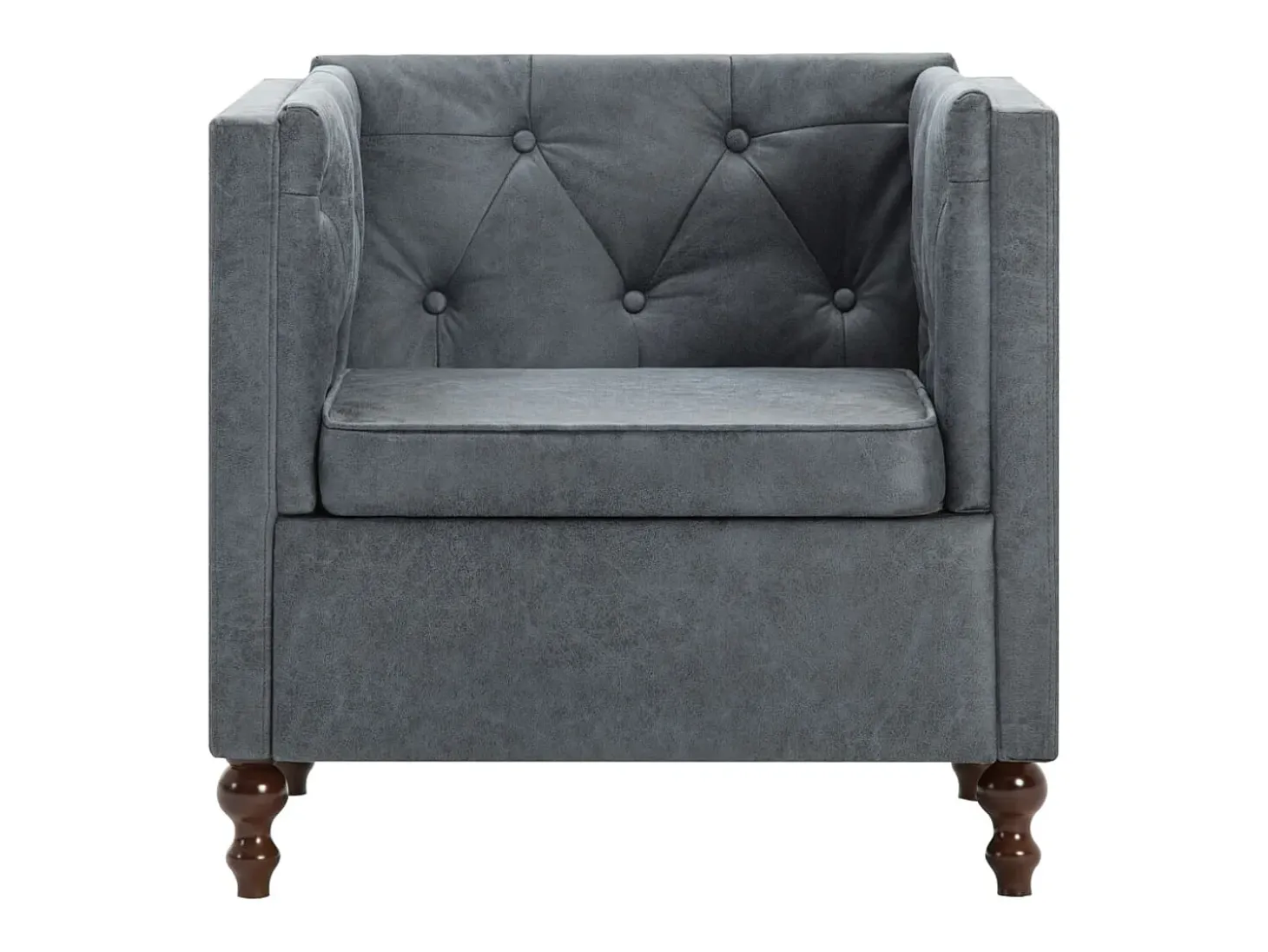 Sillón tapizado de tela gris