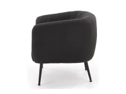 Sillón tapizado en tejido gris oscuro con patas de acero negro Dreamin