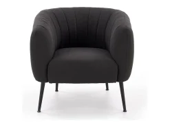 Sillón tapizado en tejido gris oscuro con patas de acero negro Dreamin