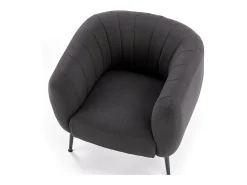 Sillón tapizado en tejido gris oscuro con patas de acero negro Dreamin