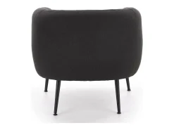 Sillón tapizado en tejido gris oscuro con patas de acero negro Dreamin