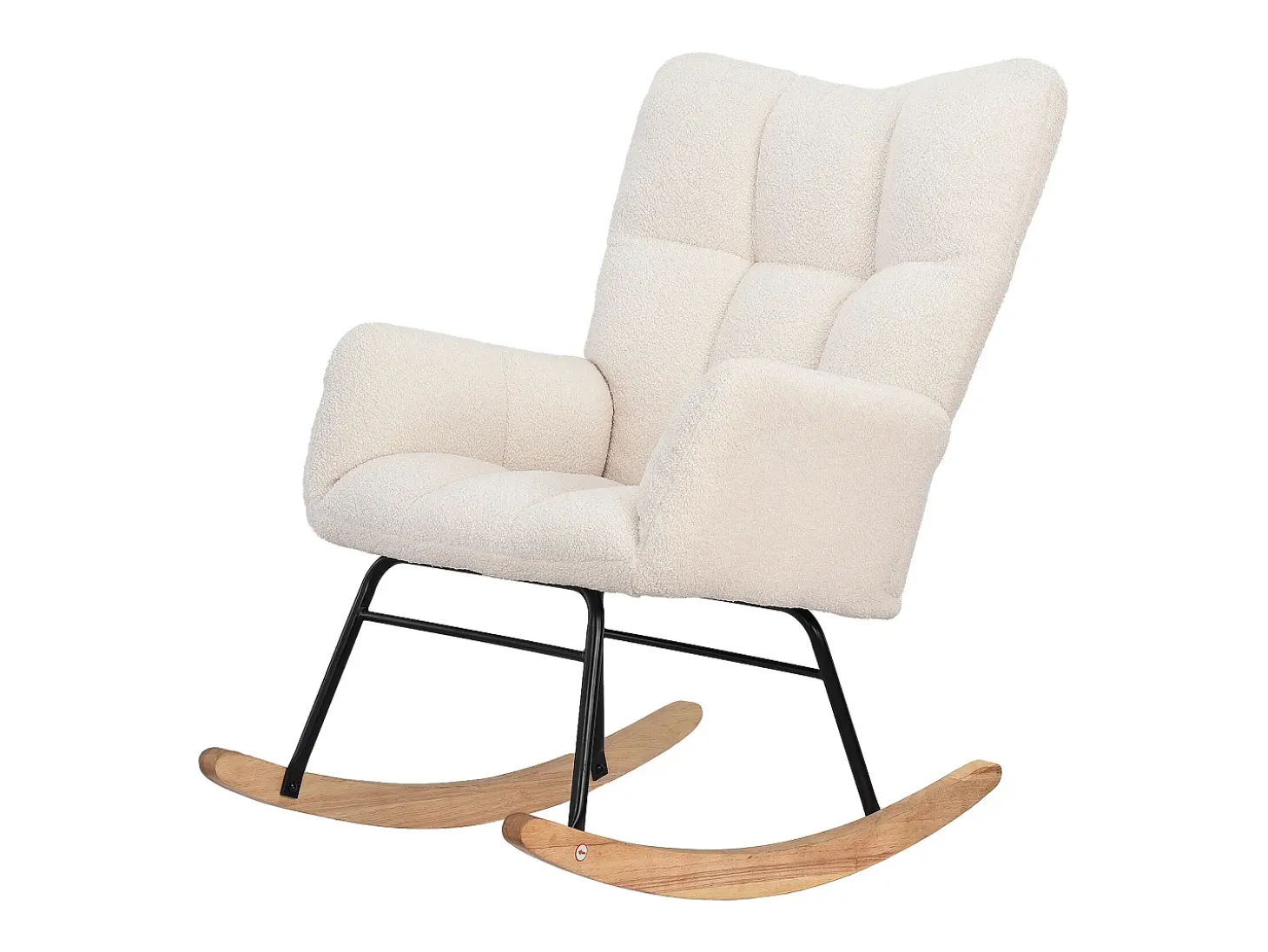 Sillón tapizado, estampado de cuadros suaves, para salón, dormitorio, mecedora, capacidad de peso 120 kg, color beige.