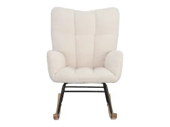 Sillón tapizado, estampado de cuadros suaves, para salón, dormitorio, mecedora, capacidad de peso 120 kg, color beige.
