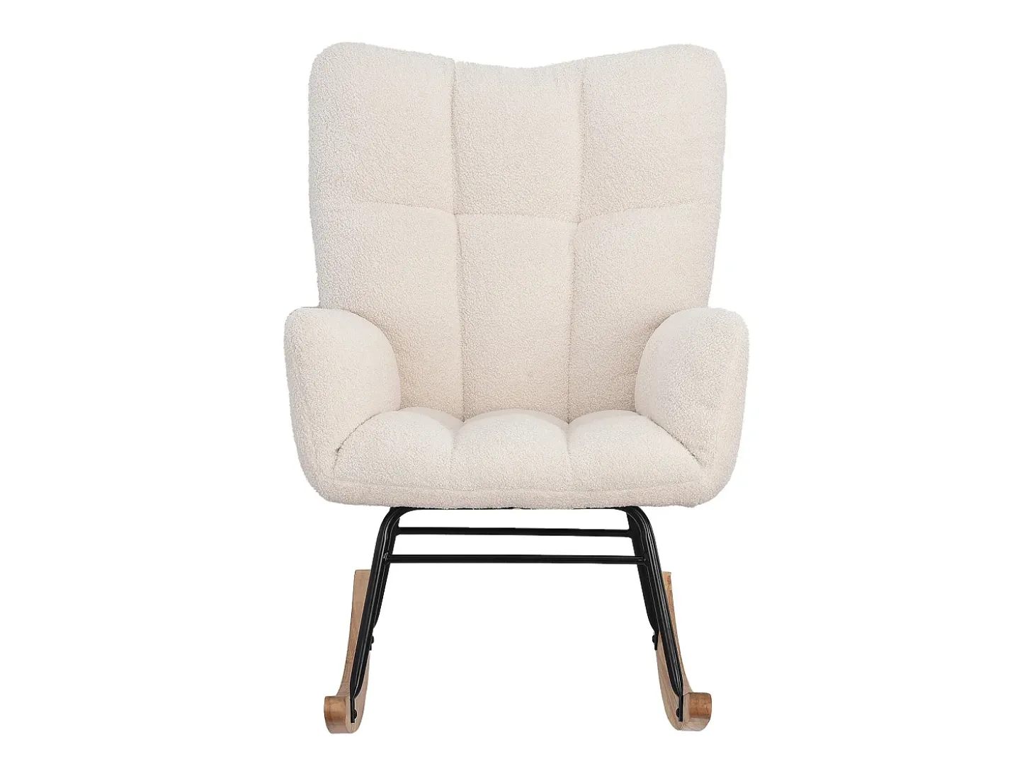 Sillón tapizado, estampado de cuadros suaves, para salón, dormitorio, mecedora, capacidad de peso 120 kg, color beige.