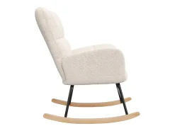 Sillón tapizado, estampado de cuadros suaves, para salón, dormitorio, mecedora, capacidad de peso 120 kg, color beige.