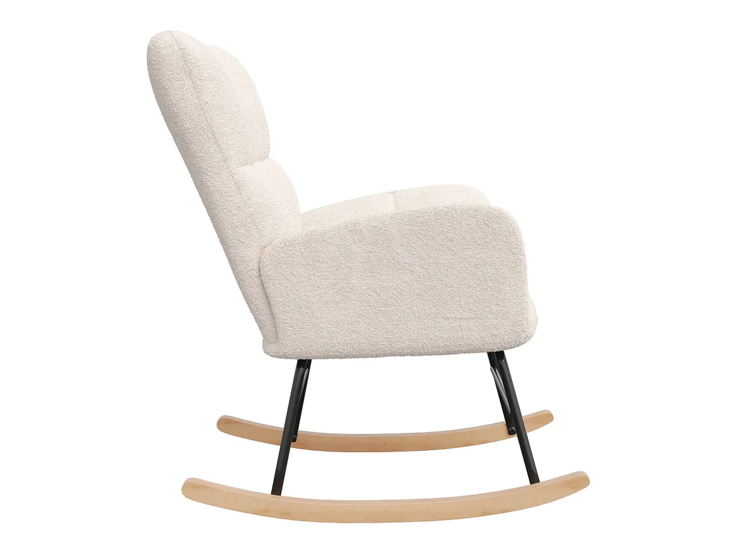 Sillón tapizado, estampado de cuadros suaves, para salón, dormitorio, mecedora, capacidad de peso 120 kg, color beige.