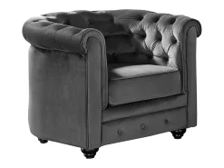 Sillón terciopelo color gris antracita CHESTERFIELD