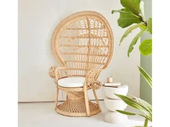 Sillón vintage de ratán natural