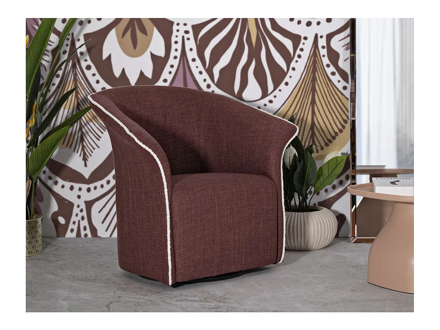 Sillón VKH713, Burdeos, 80x83,5x66 cm, Kendra Home
