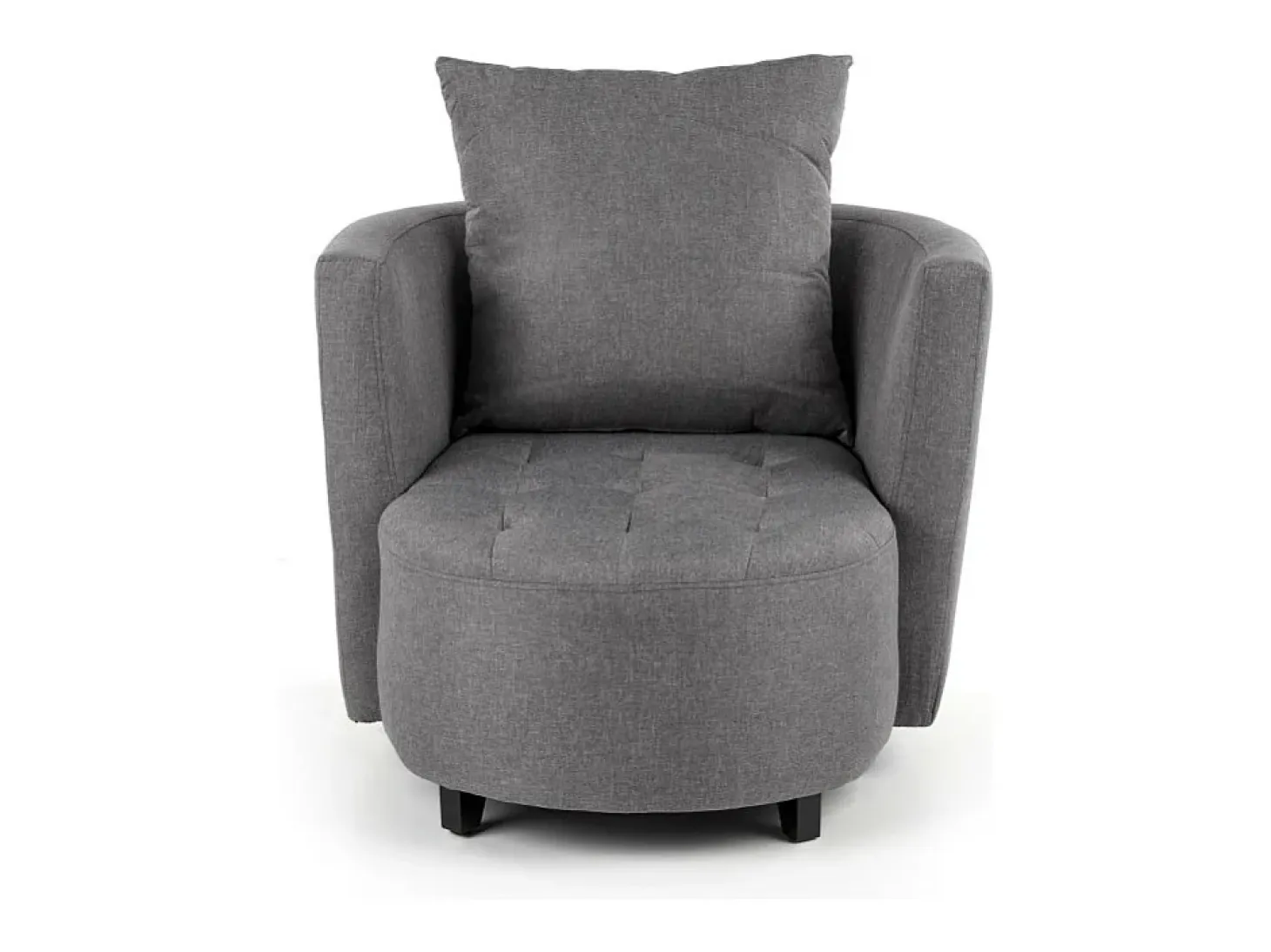 Sillón y reposapiés de tela gris con patas de madera maciza NOVA