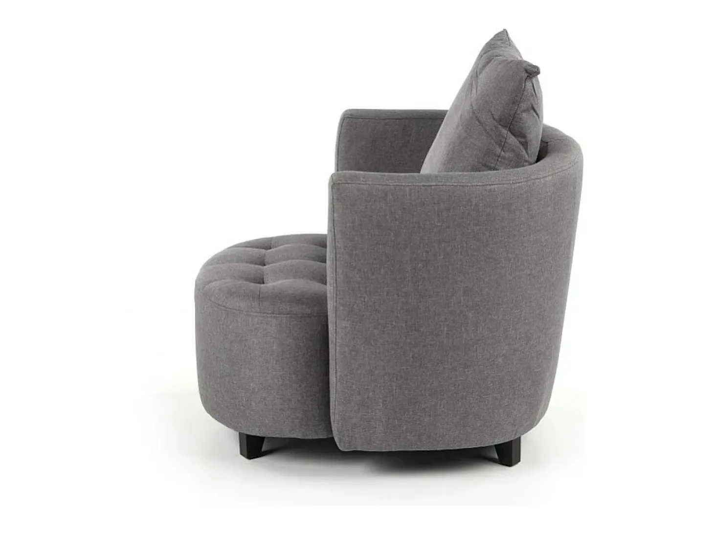 Sillón y reposapiés de tela gris con patas de madera maciza NOVA