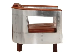 Sillon de aviador de cuero auténtico marrón