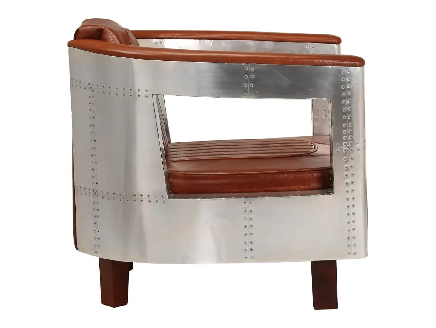 Sillon de aviador de cuero auténtico marrón