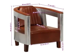 Sillon de aviador de cuero auténtico marrón