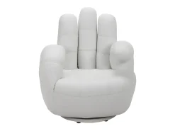 Sillon mano giratorio de piel sintetica en blanco CATCHY