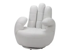 Sillon mano giratorio de piel sintetica en blanco CATCHY