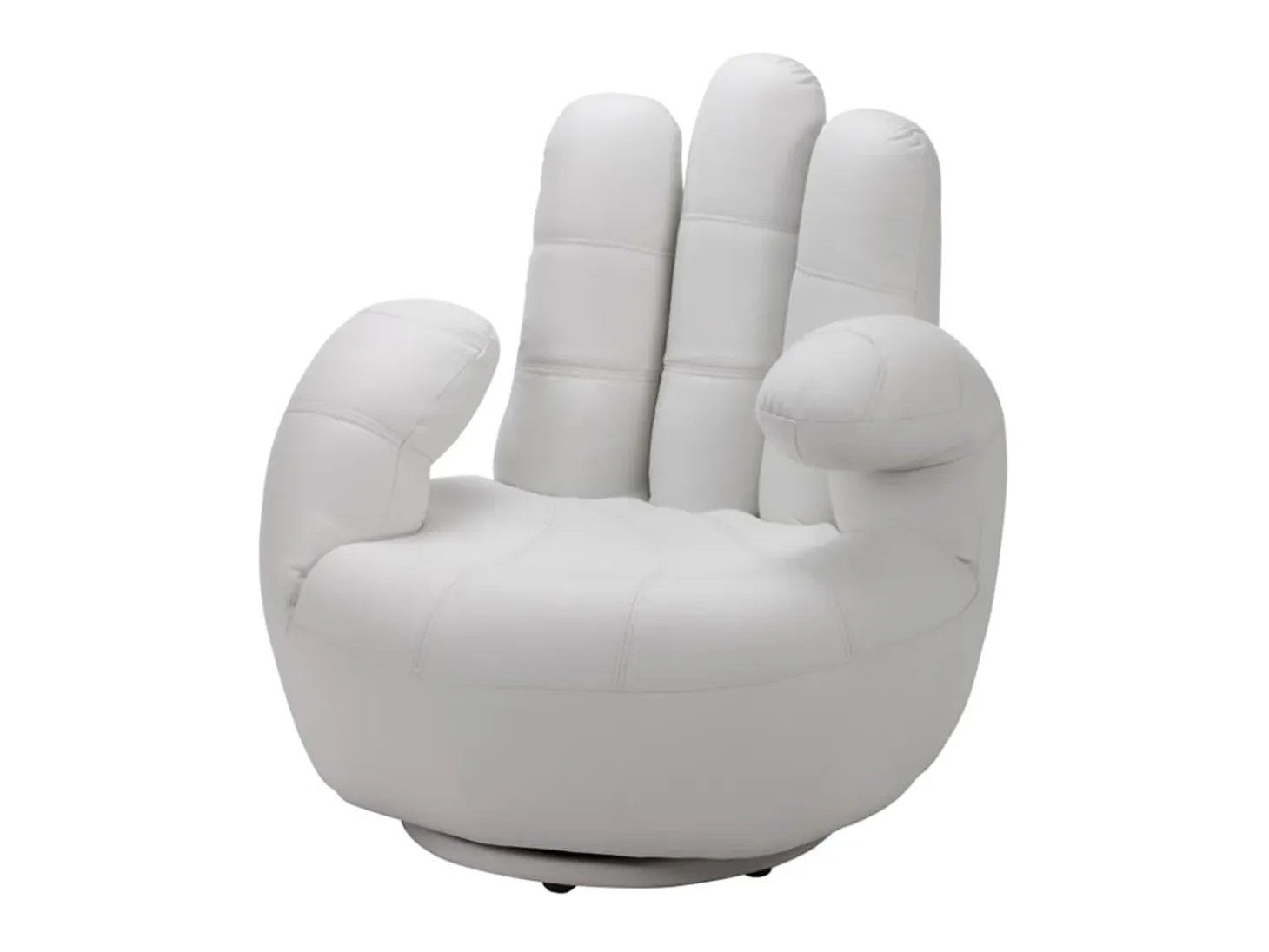 Sillon mano giratorio de piel sintetica en blanco CATCHY