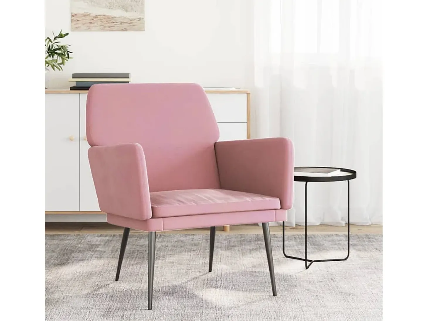 Silvenn Sillón de terciopelo rosa 62x79x79 cm