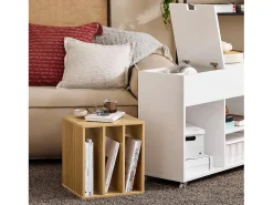 SoBuy FBT134-W Mesa Auxiliar con 1 Cajón y 2 Compartimentos 70 x 30 x 61 cm