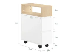 SoBuy FBT155-WN Mesa auxiliar con Ruedas Carrito con 2 cajones 50 x 20 x 61 cm
