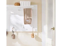 SoBuy FHK36-W Estante de Pared con 4 Ganchos Blanco 100 x 70 cm