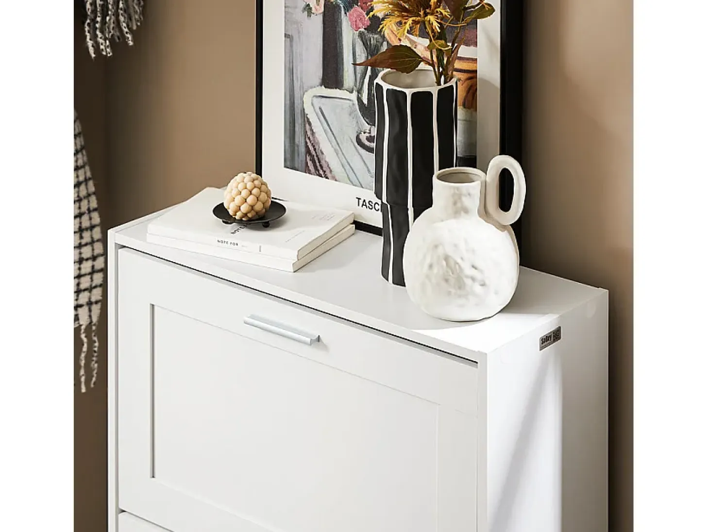 SoBuy FSR137-W Zapatero estrecho con 2 Solapas 60 x 25 x 80 cm Blanco