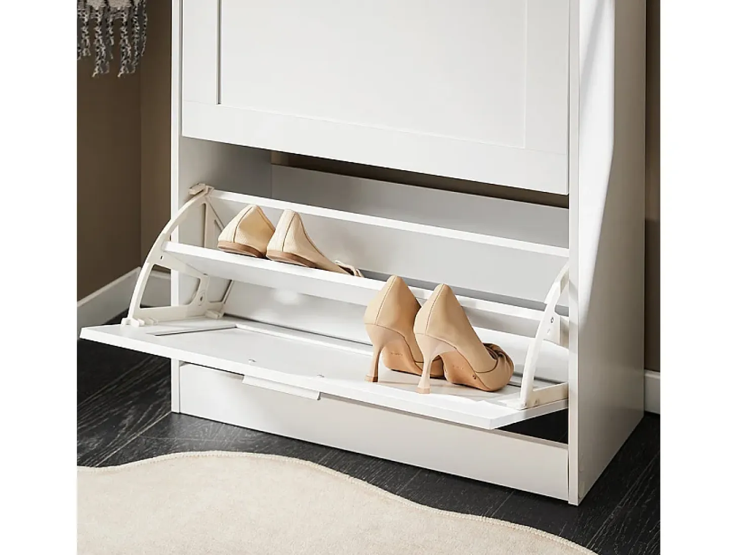 SoBuy FSR137-W Zapatero estrecho con 2 Solapas 60 x 25 x 80 cm Blanco