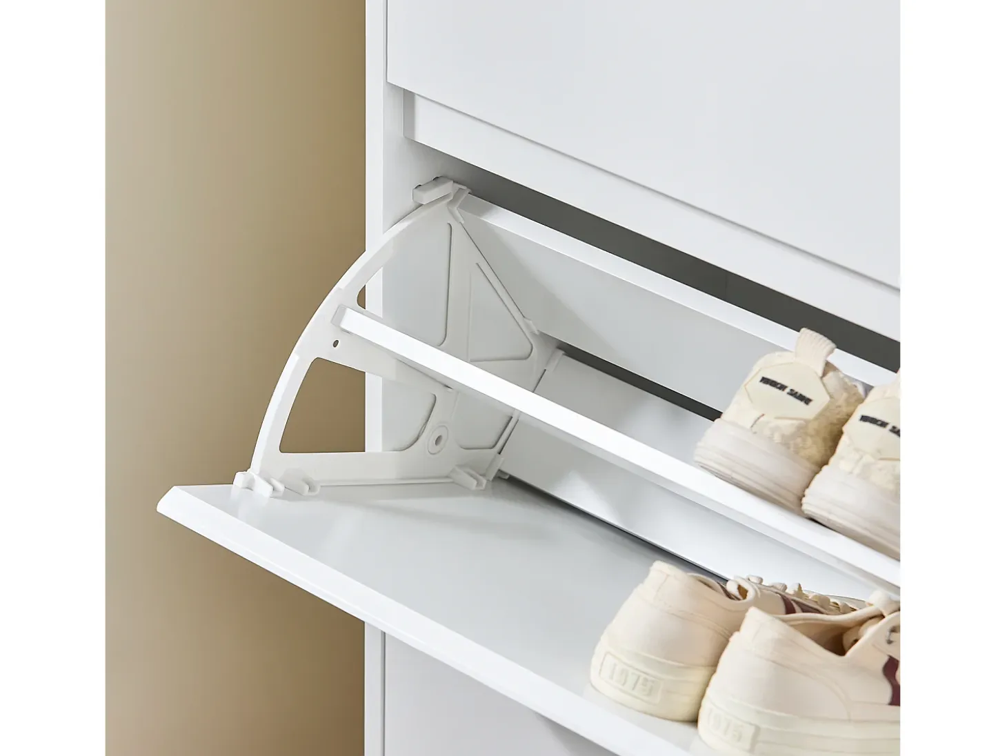 SoBuy FSR189-WN Zapatero con 3 Solapas y 1 Puerta 80x34x122 cm Blanco