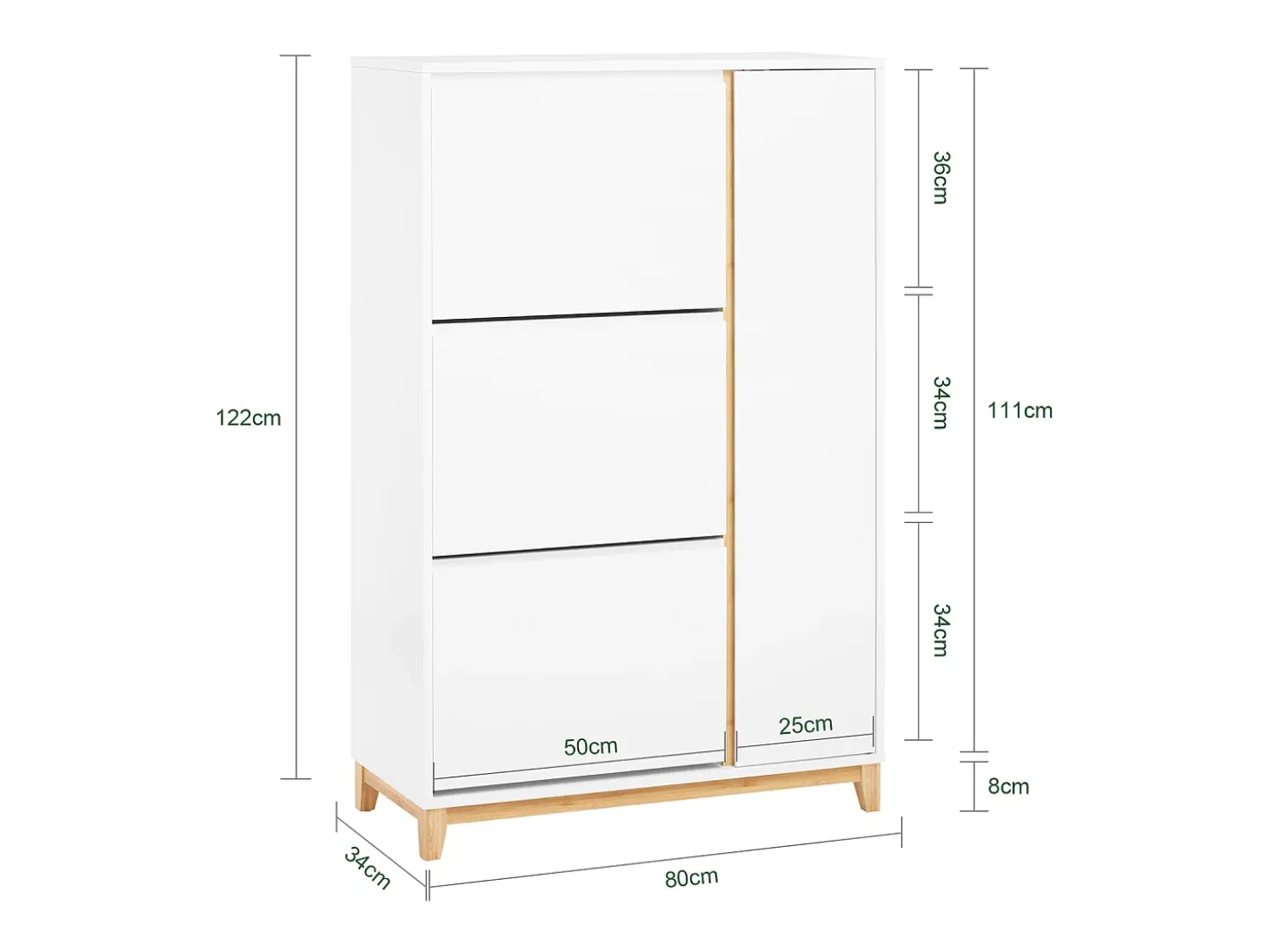 SoBuy FSR189-WN Zapatero con 3 Solapas y 1 Puerta 80x34x122 cm Blanco