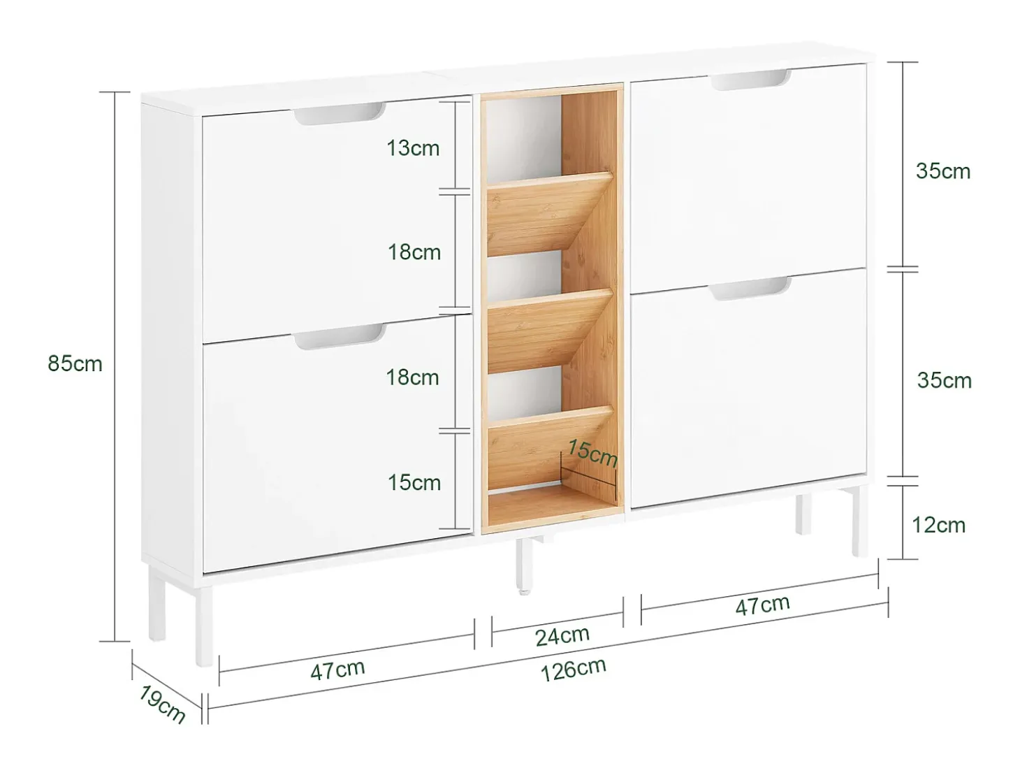 SoBuy Zapatero Estrecho Blanco con Puertas y Estantes de Madera