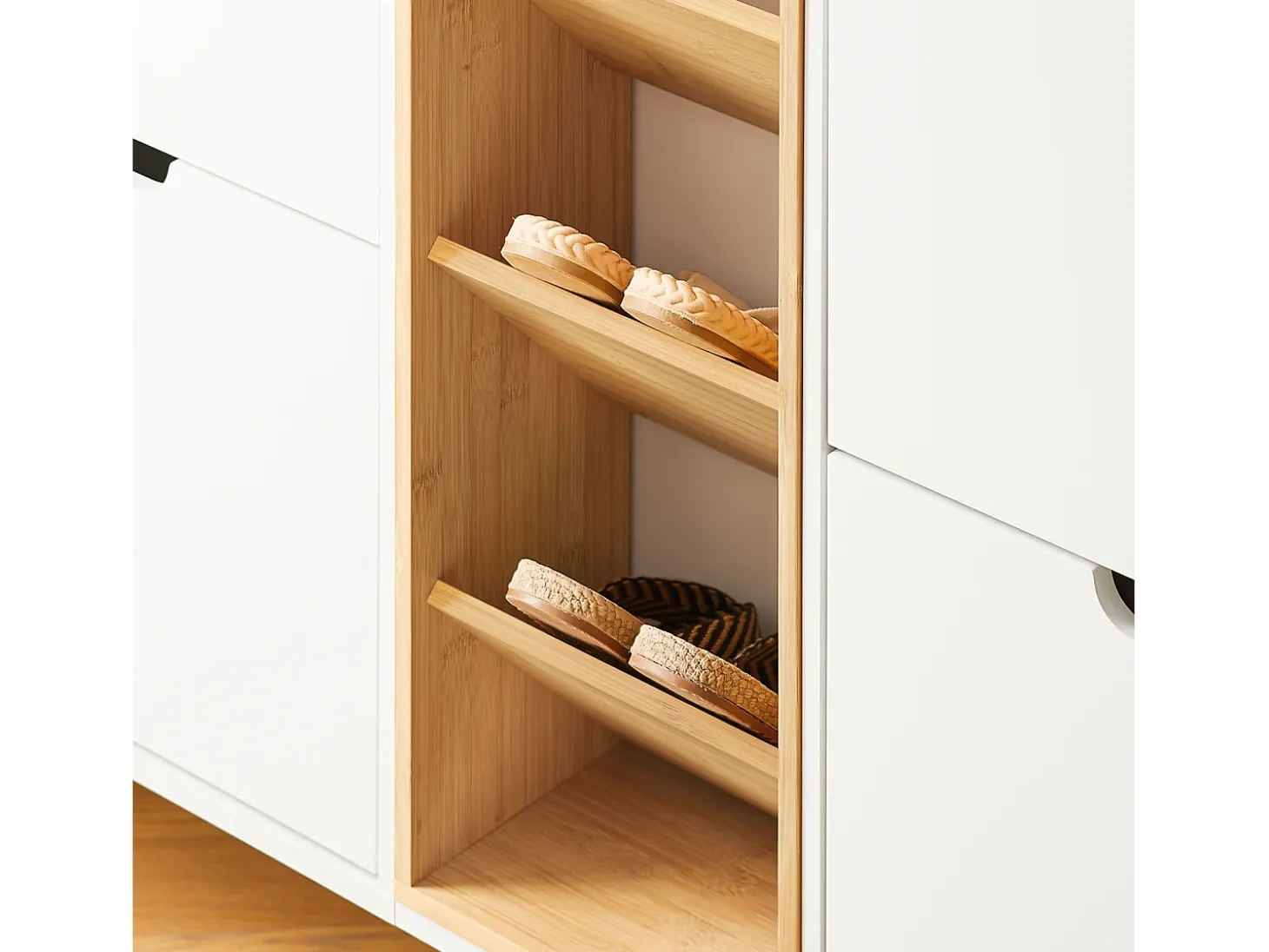 SoBuy Zapatero Estrecho Blanco con Puertas y Estantes de Madera