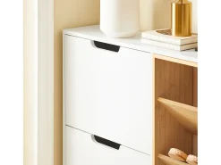 SoBuy Zapatero Estrecho Blanco con Puertas y Estantes de Madera