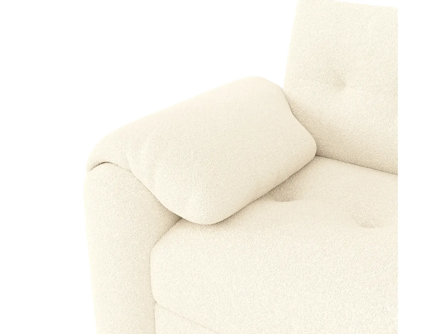 Sofá 3 plazas - con espacio de almacenamiento - con reposacabezas y mesa auxiliar integrada - beige