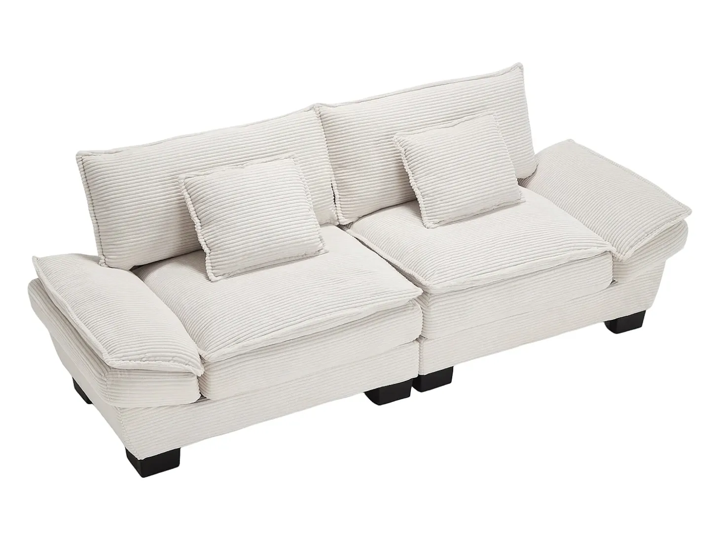 Sofá 2 plazas - Sofá recto con cojines - beige - para salón y dormitorio