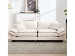 Sofá 2 plazas - Sofá recto con cojines - beige - para salón y dormitorio